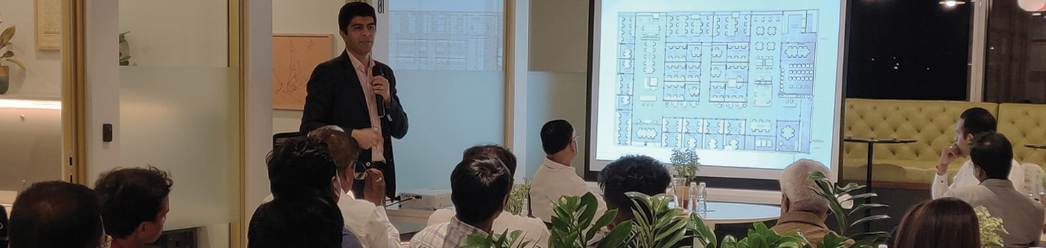 ongoing meeting in coworking space